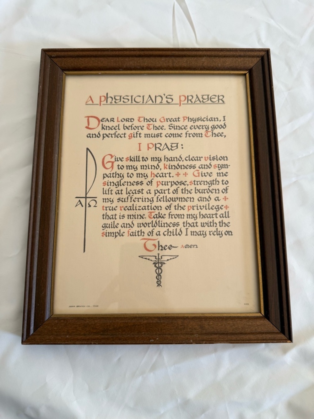 Physician's Prayer Framed Vintage Doctor Gift Graduation
